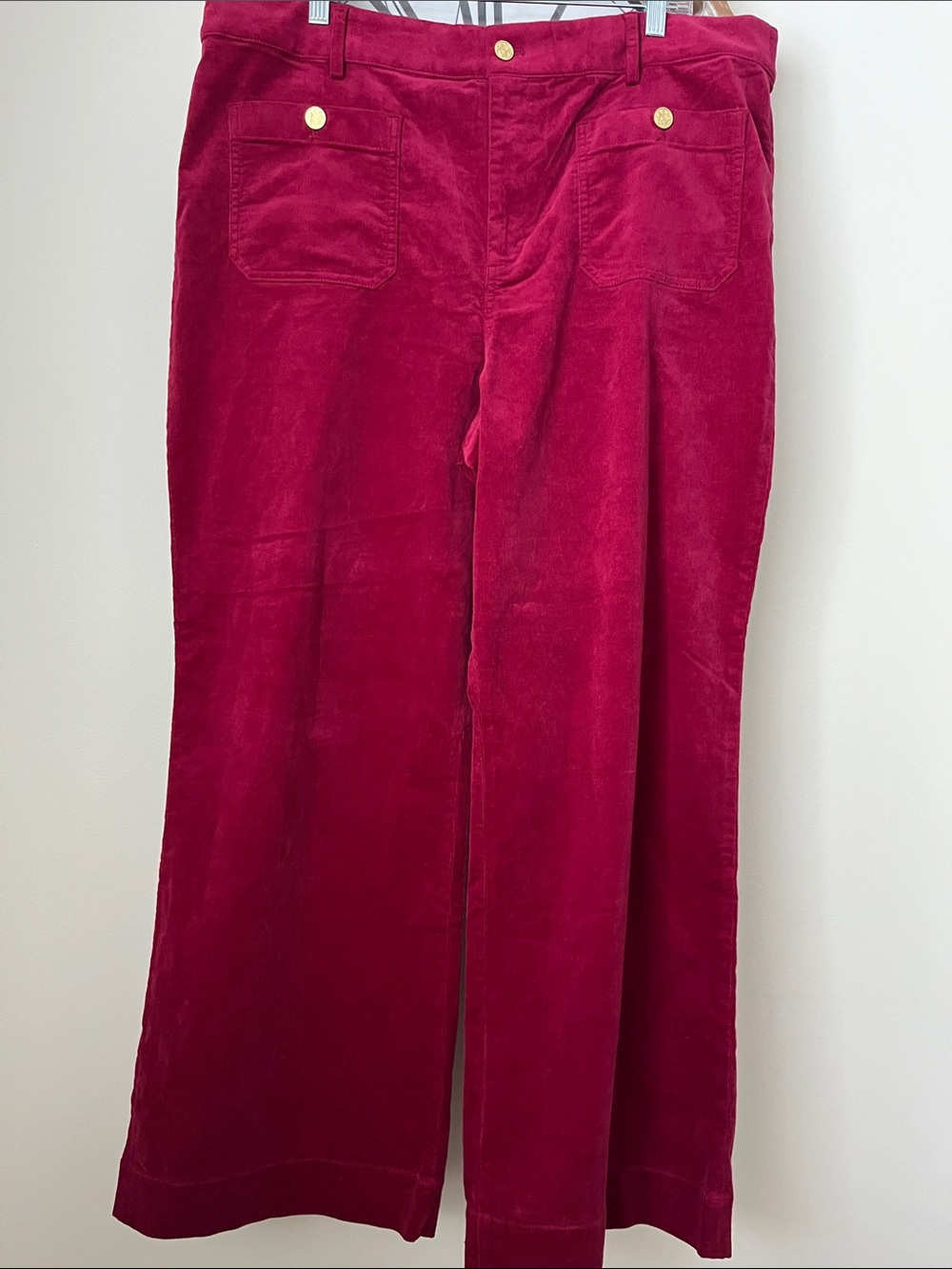 J. Crew Outlet Lizzie Pant Women’s 35 Wide Leg Corduroy Pants Berry Red Fall 25